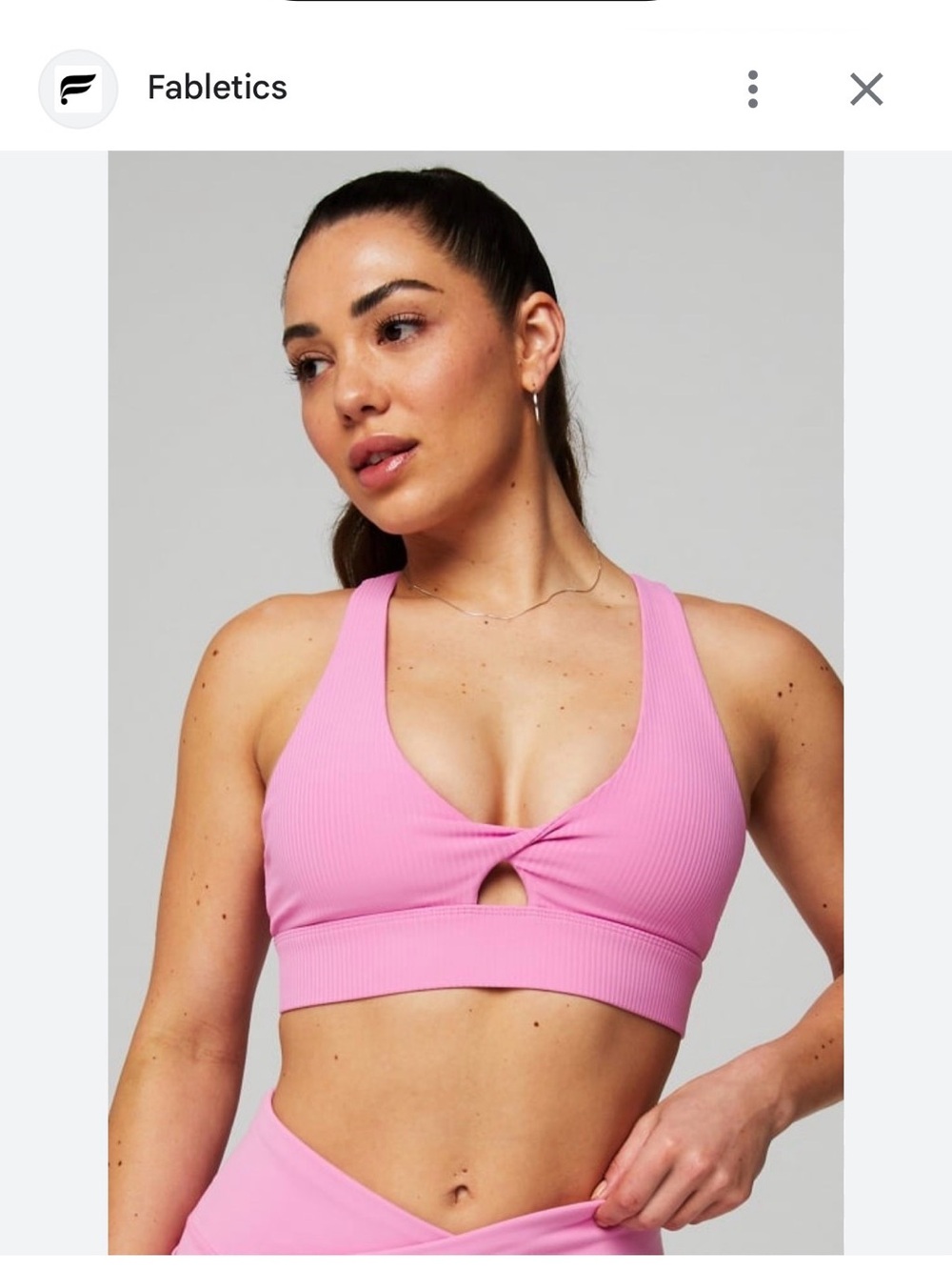 Fabletics medium Pink Ribbed Twist-Front Sports Bra